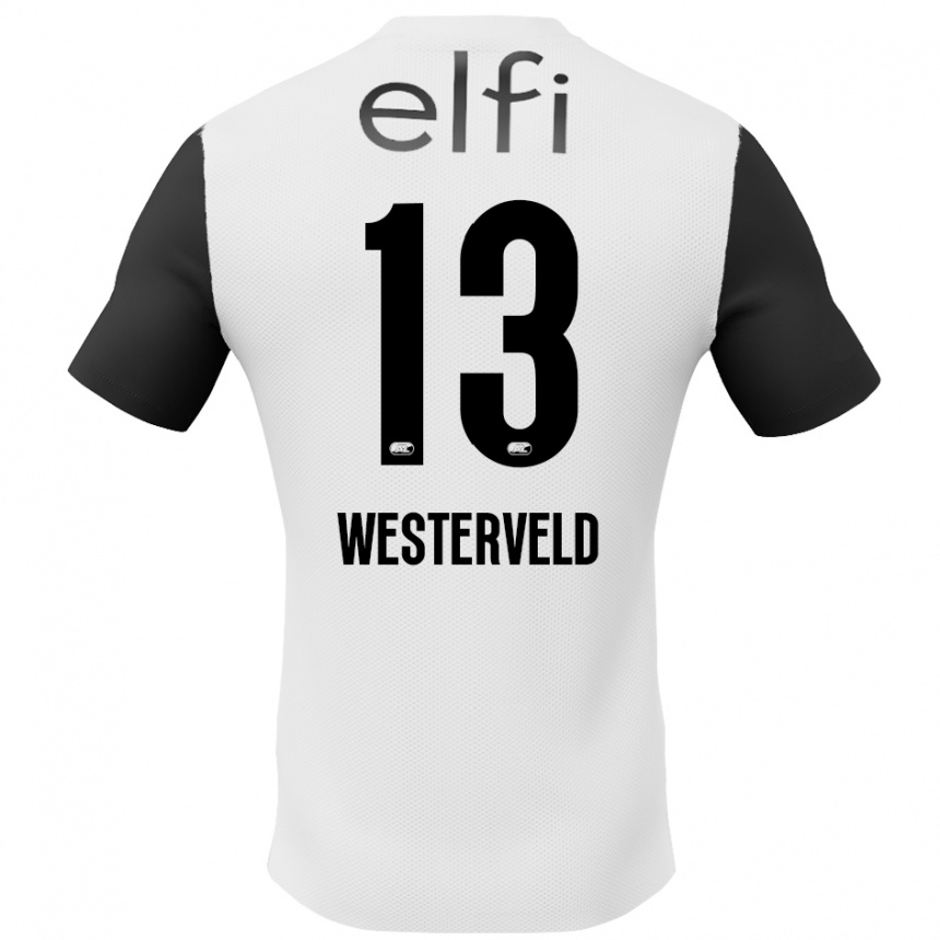 Kids Football Sem Westerveld #13 White Black Away Jersey 2024/25 T-Shirt Canada