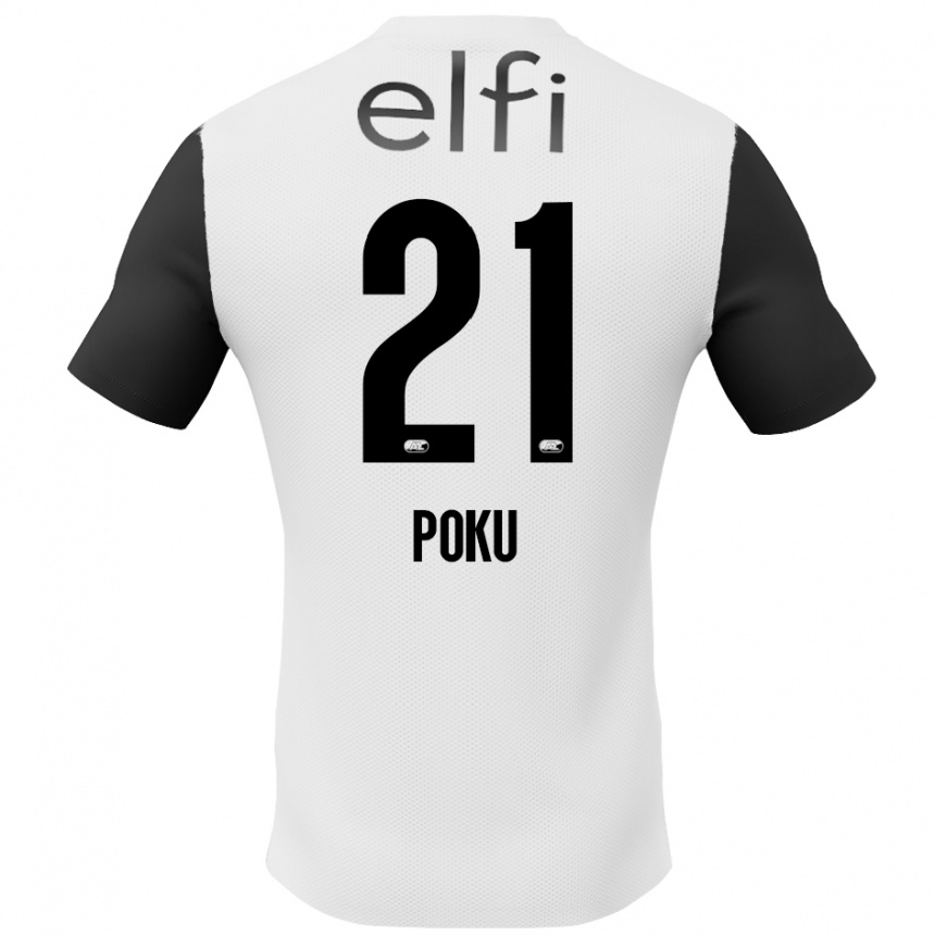 Kids Football Ernest Poku #21 White Black Away Jersey 2024/25 T-Shirt Canada