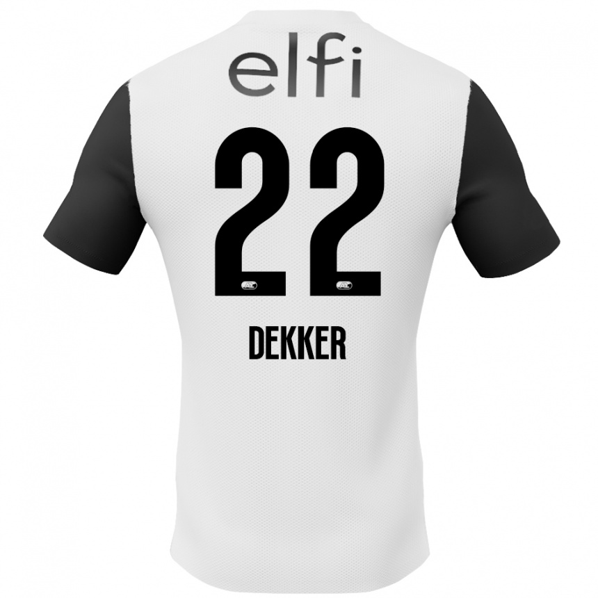 Kids Football Maxim Dekker #22 White Black Away Jersey 2024/25 T-Shirt Canada