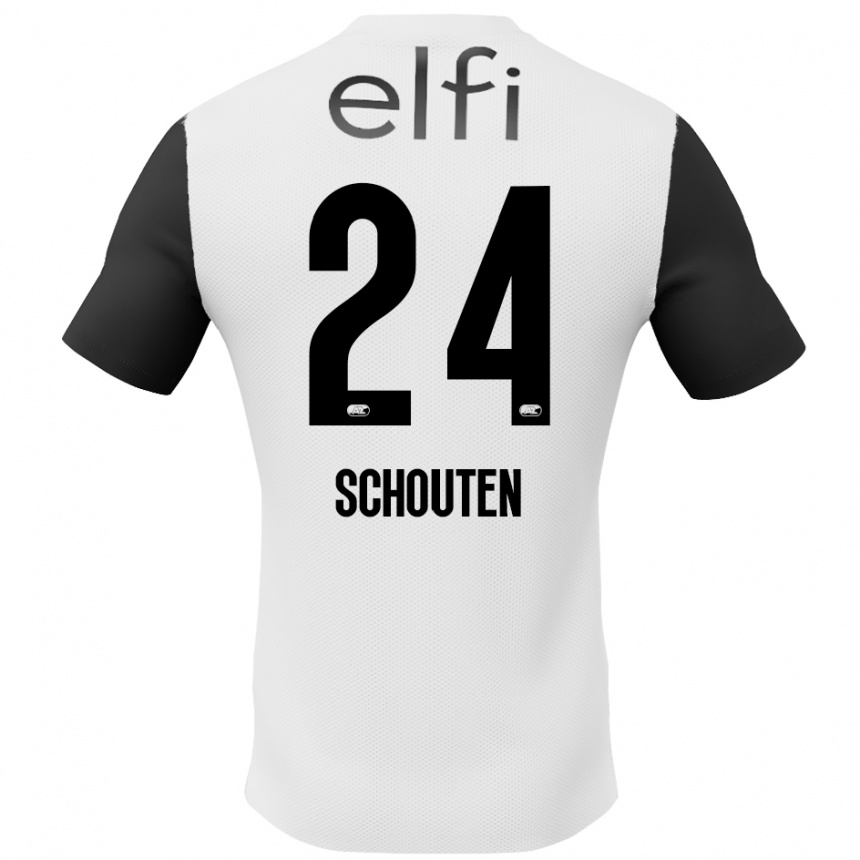 Kids Football Lewis Schouten #24 White Black Away Jersey 2024/25 T-Shirt Canada