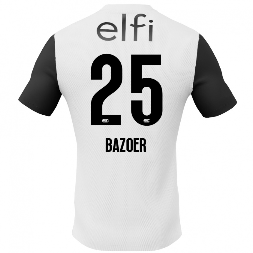 Kids Football Riechedly Bazoer #25 White Black Away Jersey 2024/25 T-Shirt Canada