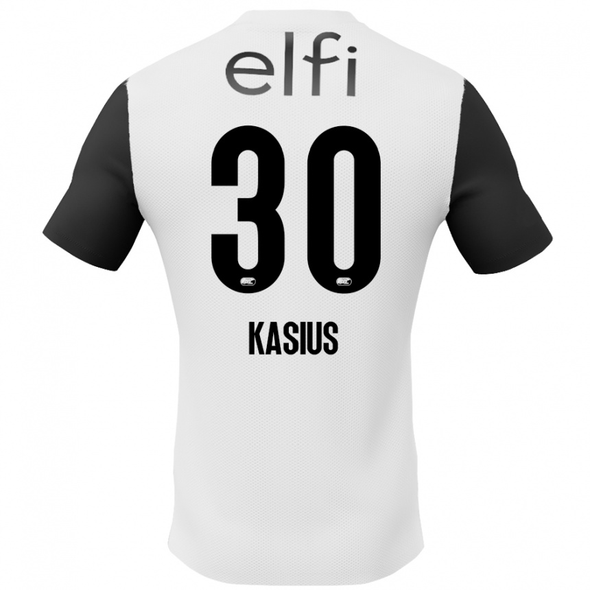 Kids Football Denso Kasius #30 White Black Away Jersey 2024/25 T-Shirt Canada