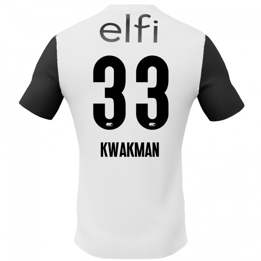 Kids Football Dave Kwakman #33 White Black Away Jersey 2024/25 T-Shirt Canada