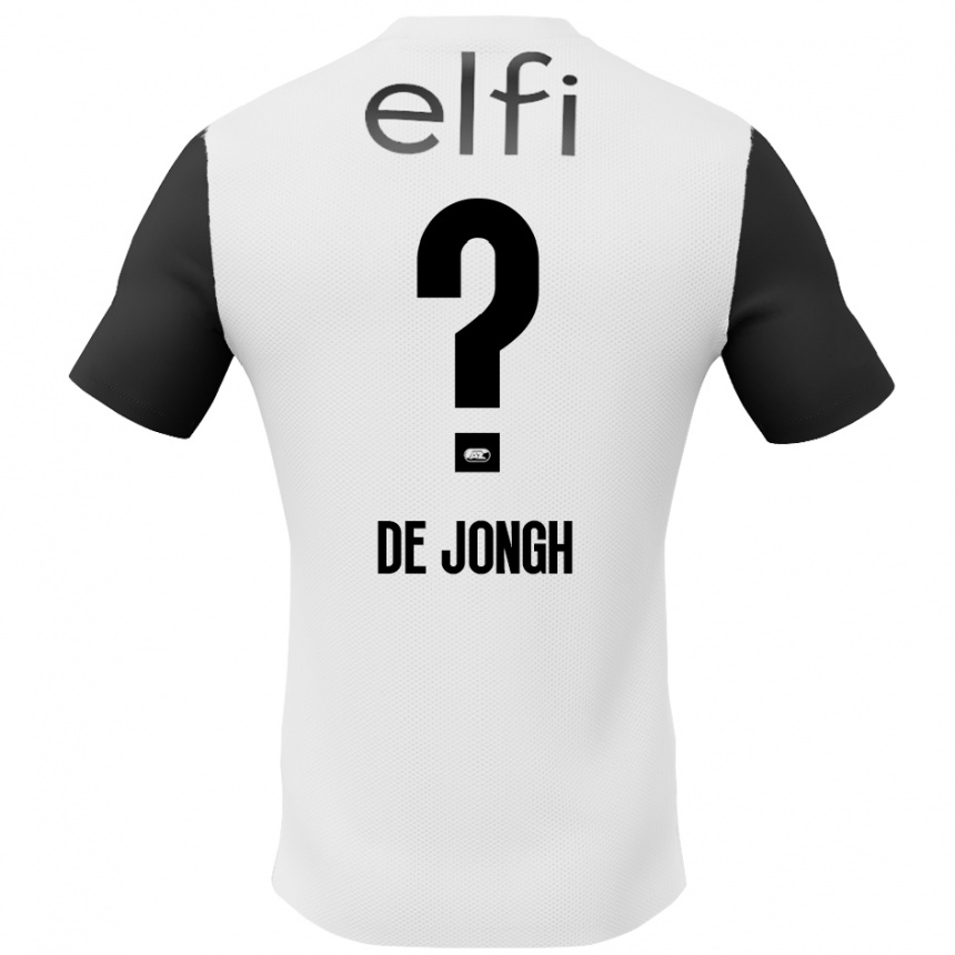 Kids Football Iain De Jongh #0 White Black Away Jersey 2024/25 T-Shirt Canada