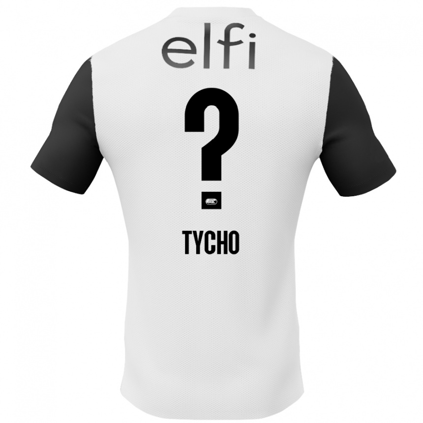 Kids Football Tycho De Wit #0 White Black Away Jersey 2024/25 T-Shirt Canada