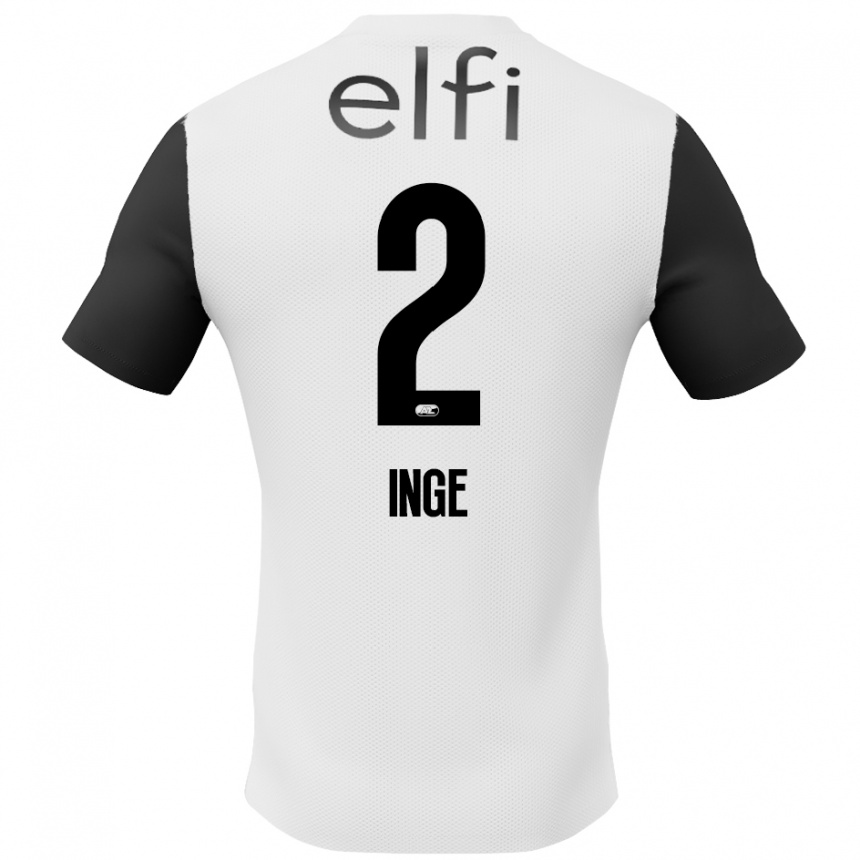 Kids Football Kiani Inge #2 White Black Away Jersey 2024/25 T-Shirt Canada