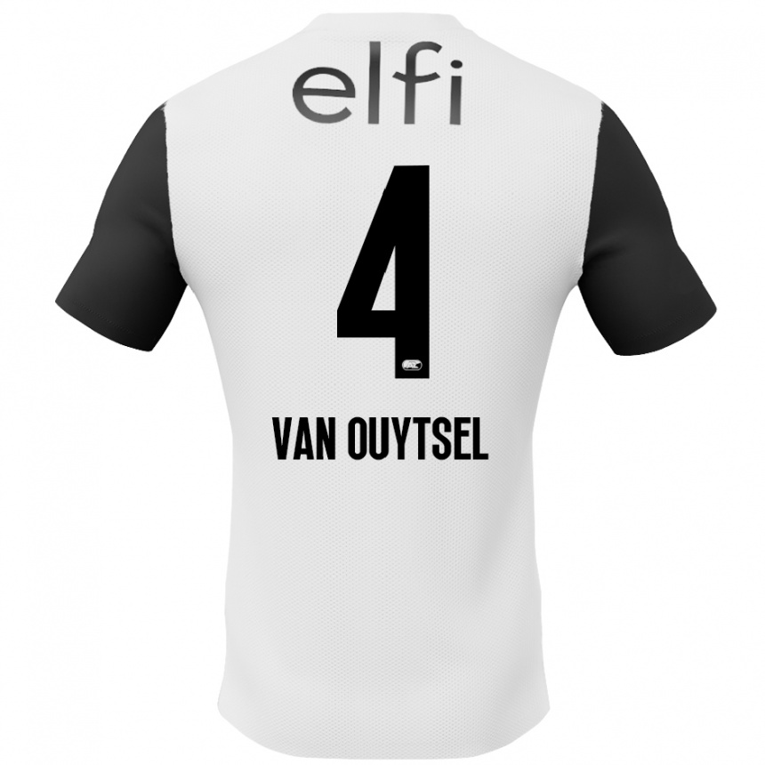 Kids Football Kevin Van Ouytsel #4 White Black Away Jersey 2024/25 T-Shirt Canada