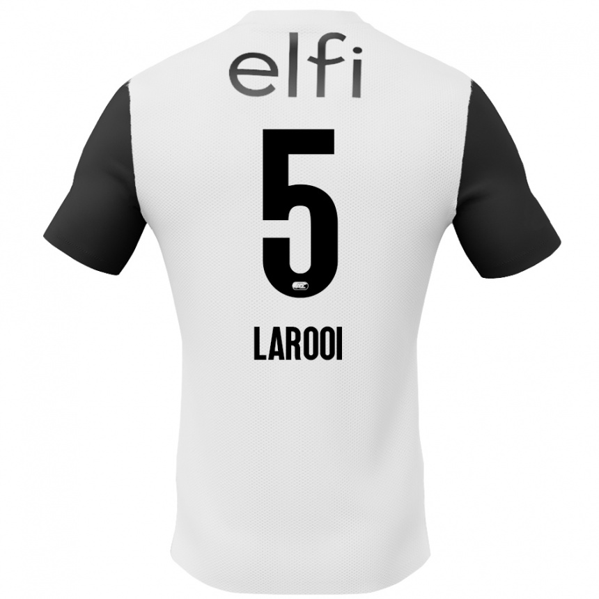 Kids Football Finn Larooi #5 White Black Away Jersey 2024/25 T-Shirt Canada