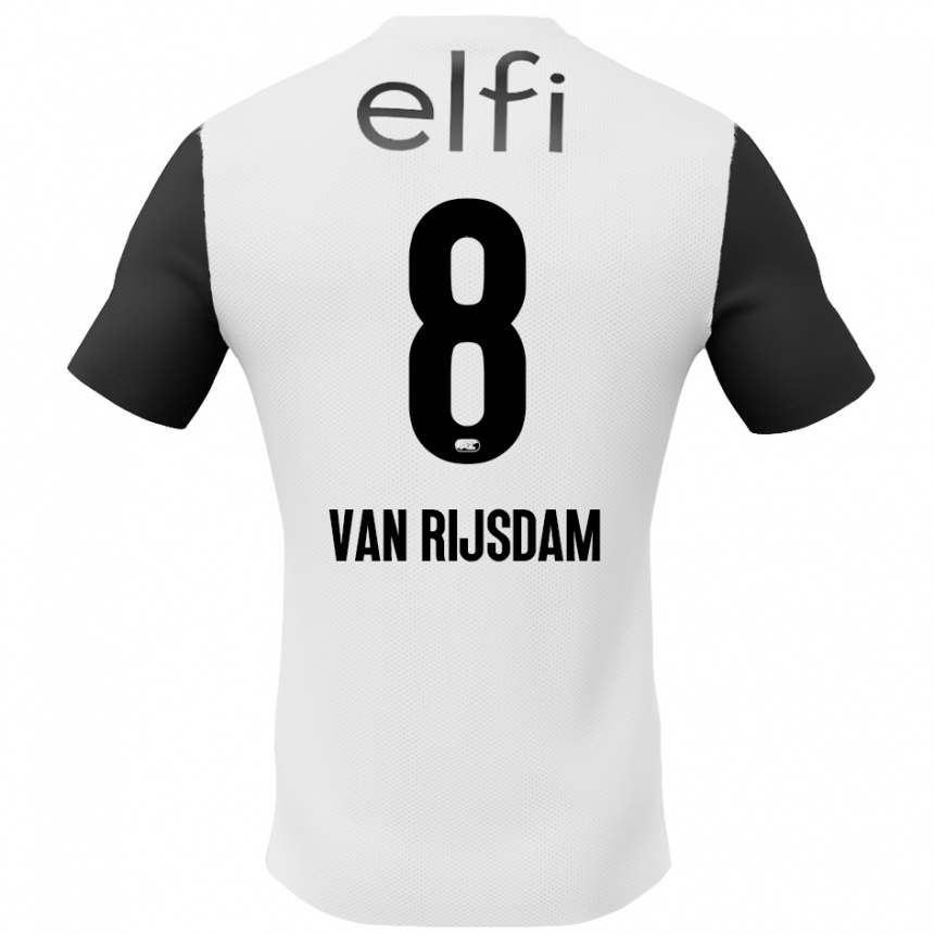 Kids Football Julian Van Rijsdam #8 White Black Away Jersey 2024/25 T-Shirt Canada