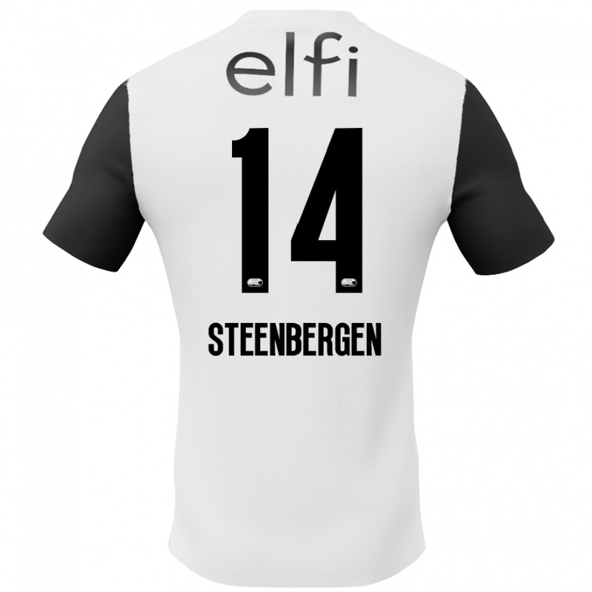 Kids Football Thom Steenbergen #14 White Black Away Jersey 2024/25 T-Shirt Canada