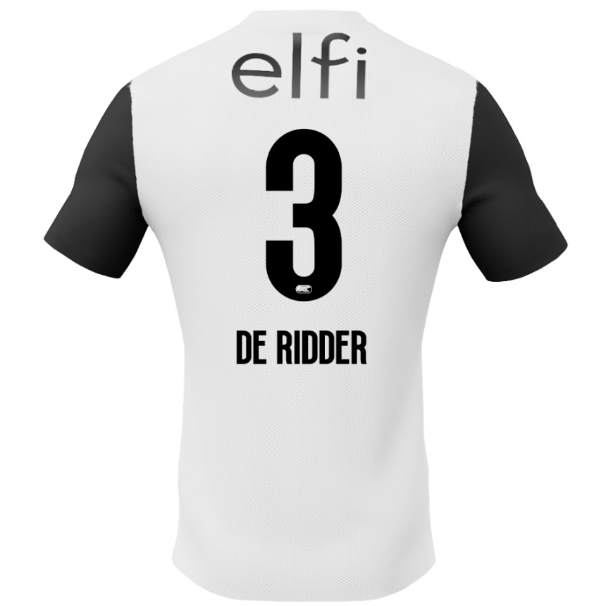 Kids Football Djoeke De Ridder #3 White Black Away Jersey 2024/25 T-Shirt Canada