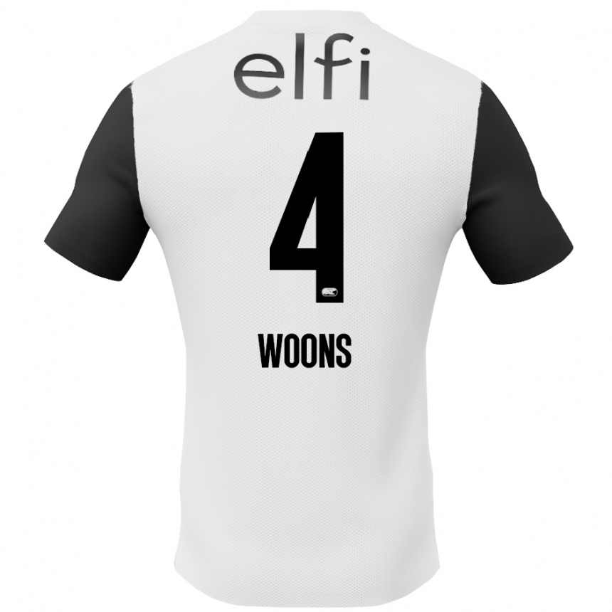 Kids Football Karlijn Woons #4 White Black Away Jersey 2024/25 T-Shirt Canada