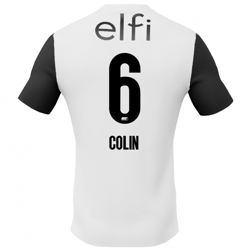 Kids Football Isa Colin #6 White Black Away Jersey 2024/25 T-Shirt Canada