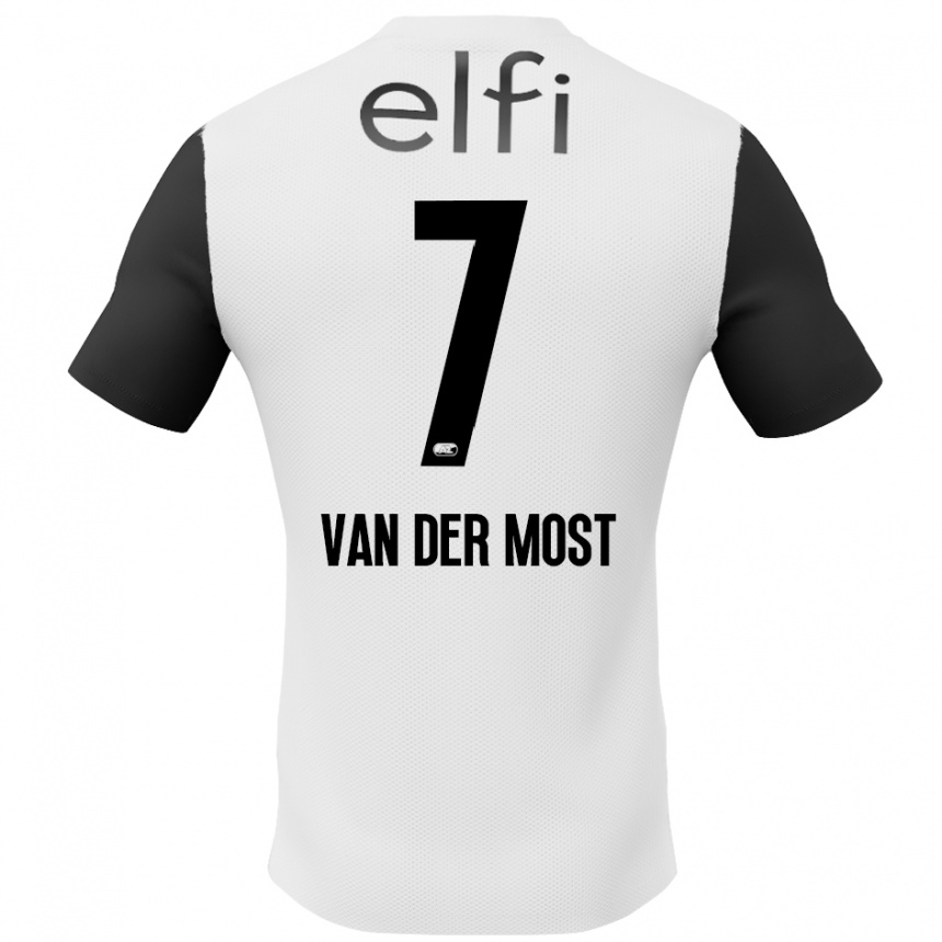 Kids Football Veerle Van Der Most #7 White Black Away Jersey 2024/25 T-Shirt Canada