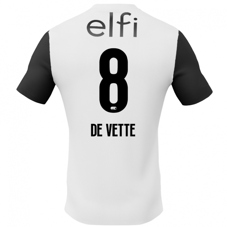 Kids Football Manique De Vette #8 White Black Away Jersey 2024/25 T-Shirt Canada