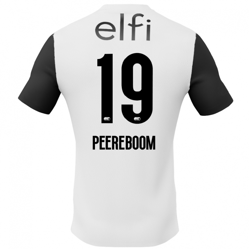 Kids Football Sanne Peereboom #19 White Black Away Jersey 2024/25 T-Shirt Canada