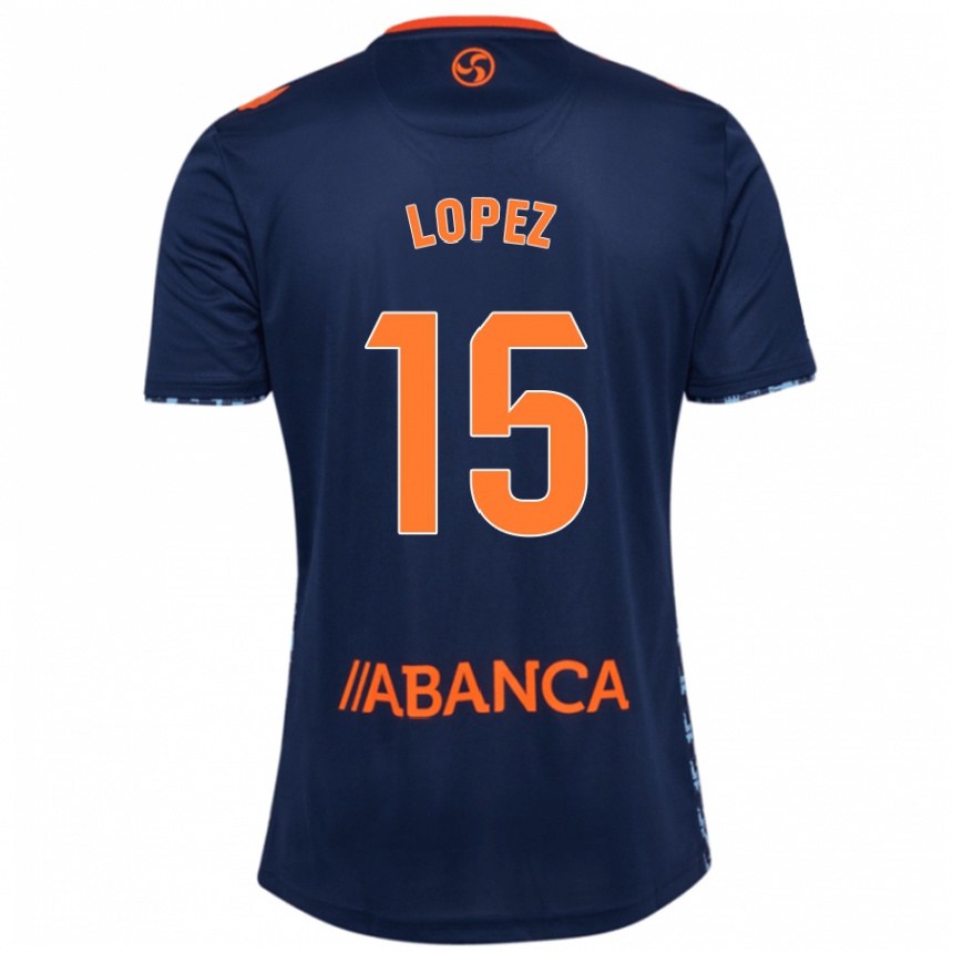 Kids Football Fer López #15 Navy Blue Away Jersey 2024/25 T-Shirt Canada