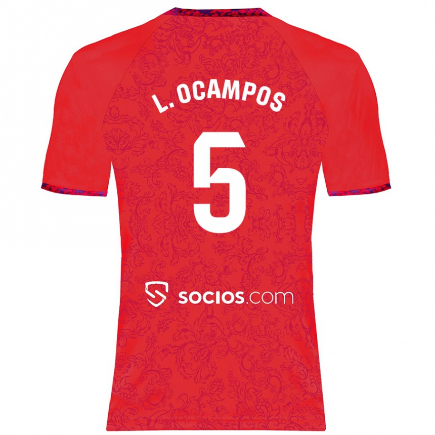 Kids Football Lucas Ocampos #5 Red Away Jersey 2024/25 T-Shirt Canada