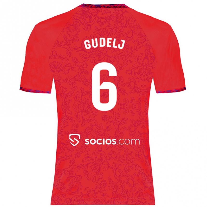 Kids Football Nemanja Gudelj #6 Red Away Jersey 2024/25 T-Shirt Canada