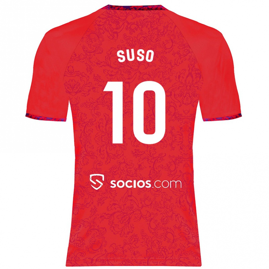 Kids Football Suso #10 Red Away Jersey 2024/25 T-Shirt Canada