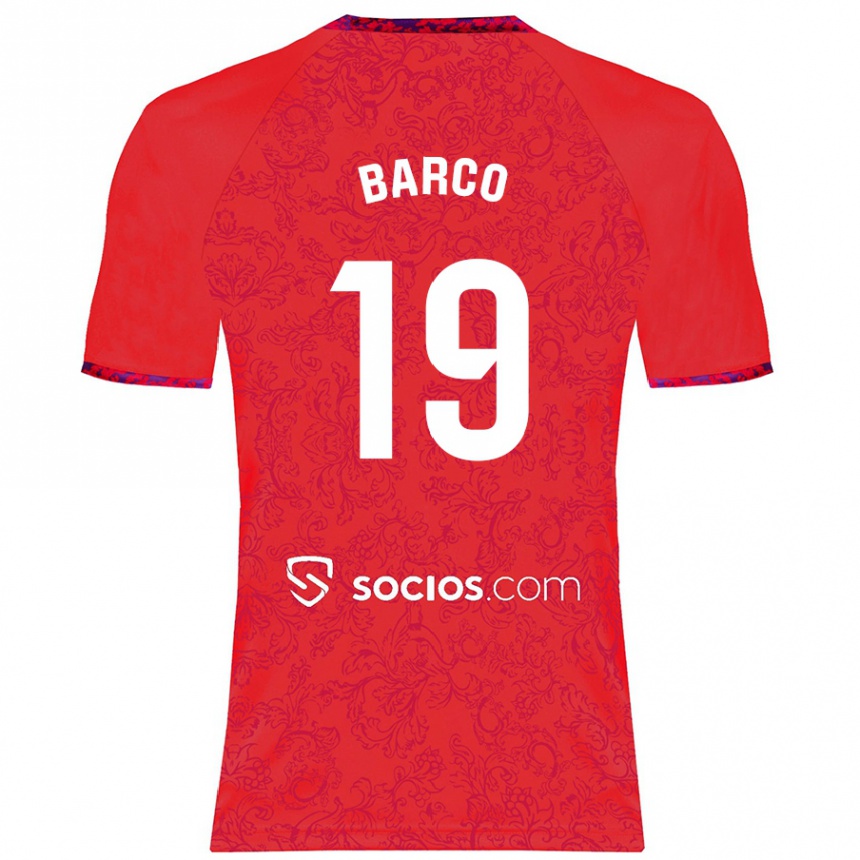 Kids Football Valentín Barco #19 Red Away Jersey 2024/25 T-Shirt Canada