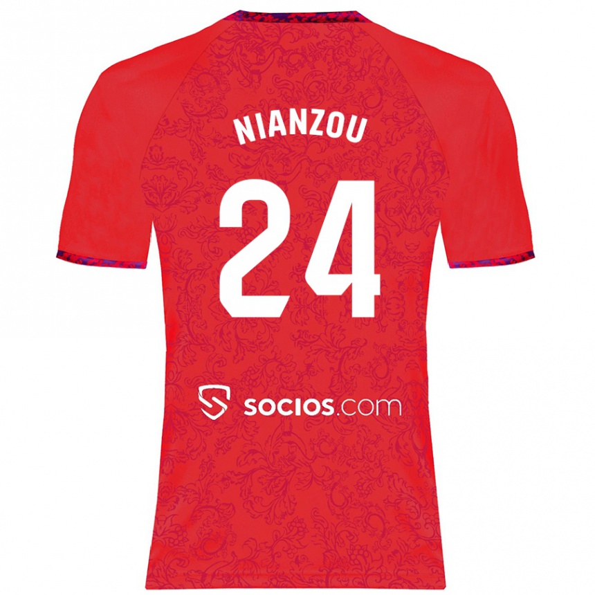 Enfant Football Maillot Tanguy Nianzou #24 Rouge Tenues Extérieur 2024/25 Canada