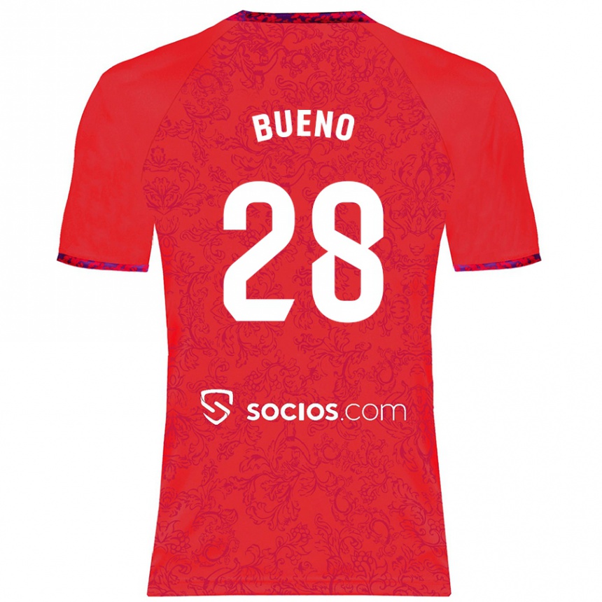 Kids Football Manu Bueno #28 Red Away Jersey 2024/25 T-Shirt Canada