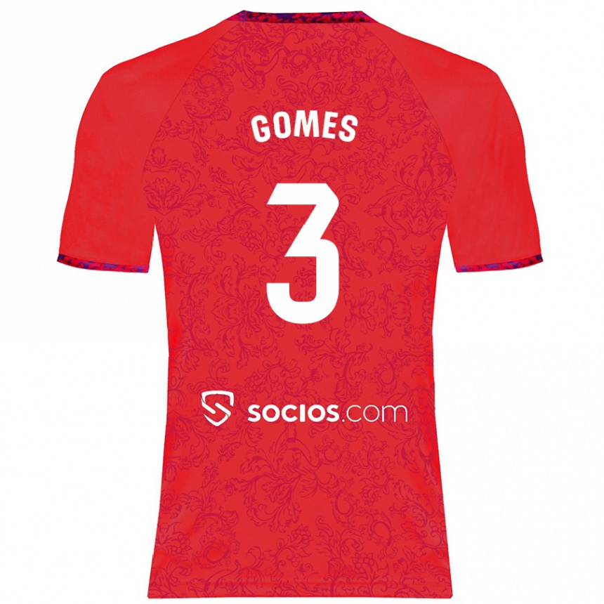 Kids Football Diana Gomes #3 Red Away Jersey 2024/25 T-Shirt Canada