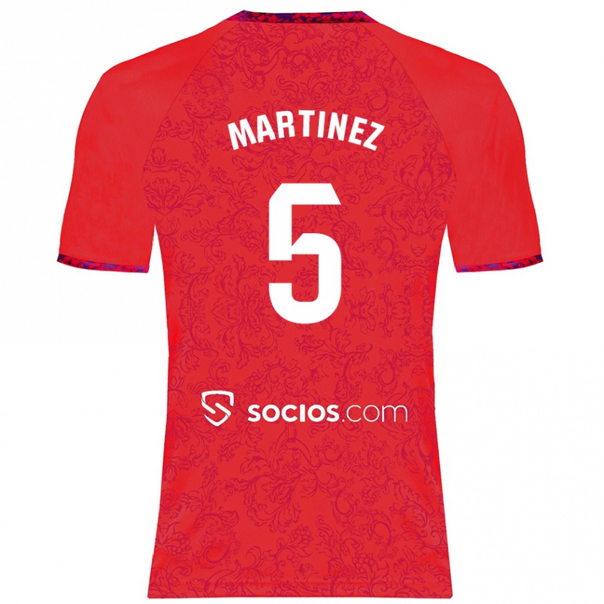 Kids Football Sergio Martínez #5 Red Away Jersey 2024/25 T-Shirt Canada