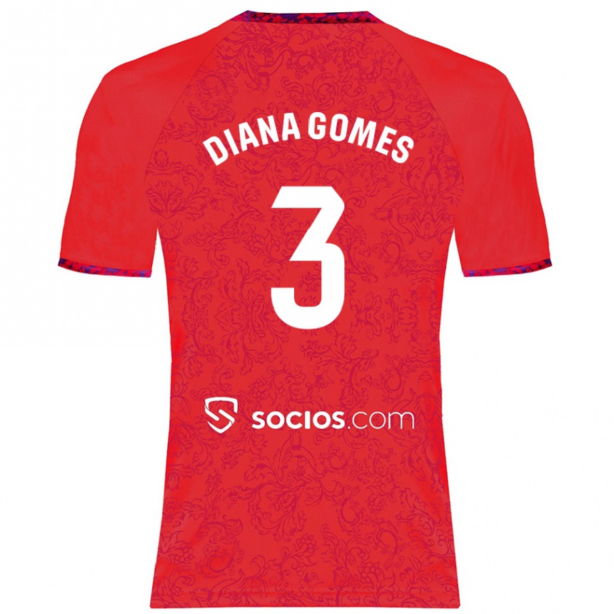 Kids Football Diana Catarina Ribeiro Gomes #3 Red Away Jersey 2024/25 T-Shirt Canada