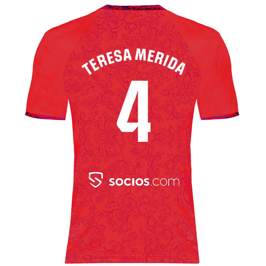 Enfant Football Maillot Teresa Merida #4 Rouge Tenues Extérieur 2024/25 Canada