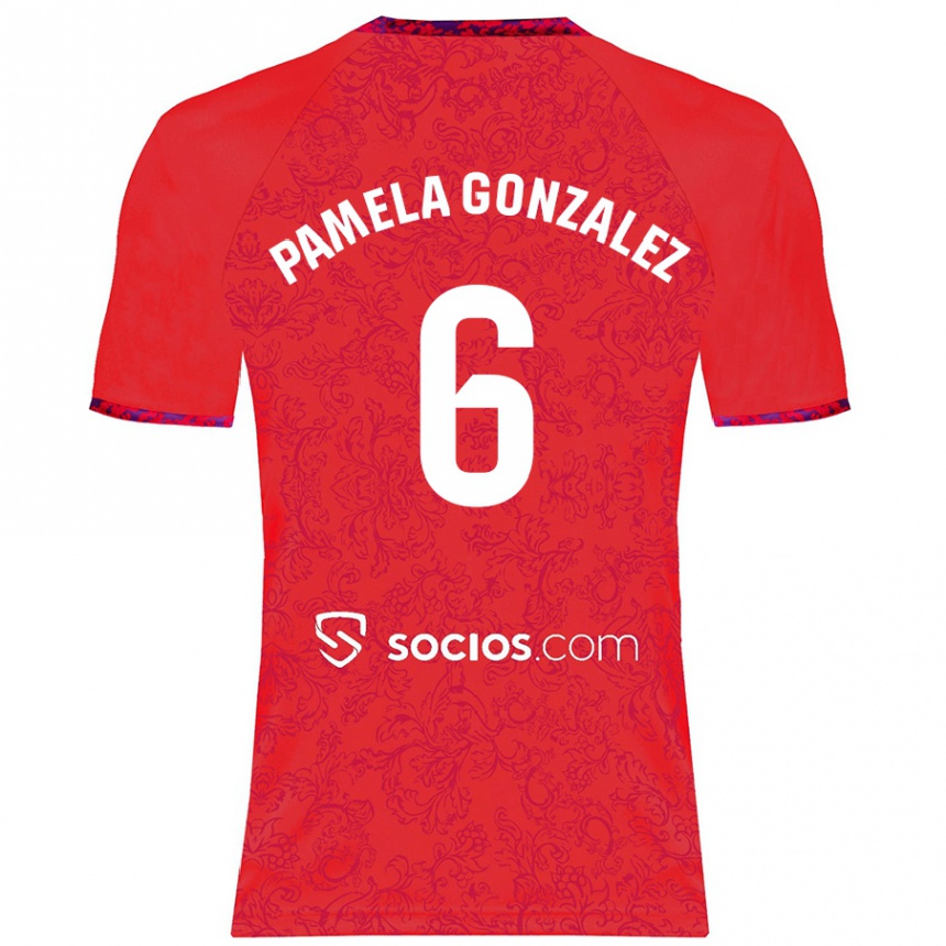 Kids Football Cinthia Pamela González Medina #6 Red Away Jersey 2024/25 T-Shirt Canada