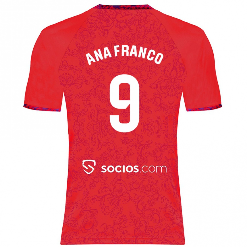 Kids Football Ana Franco De La Vega #9 Red Away Jersey 2024/25 T-Shirt Canada