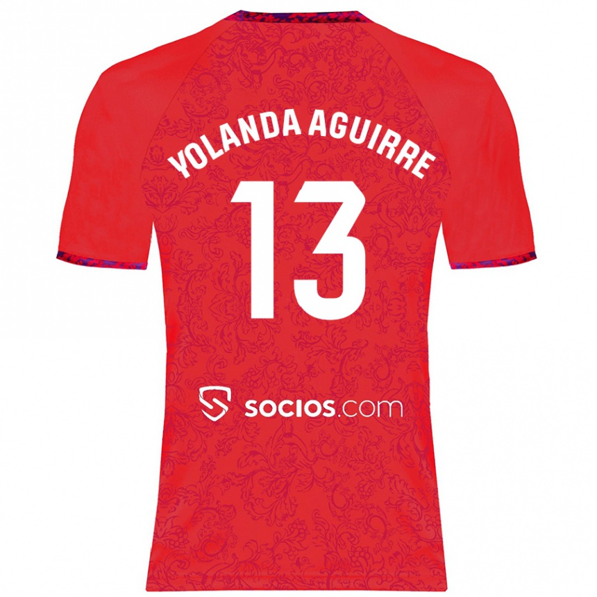 Kids Football Yolanda Aguirre Gutiérrez #13 Red Away Jersey 2024/25 T-Shirt Canada