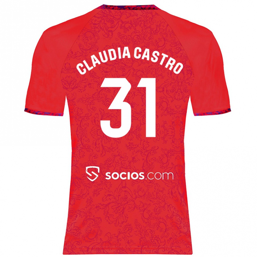 Kids Football Claudia Castro Romero #31 Red Away Jersey 2024/25 T-Shirt Canada