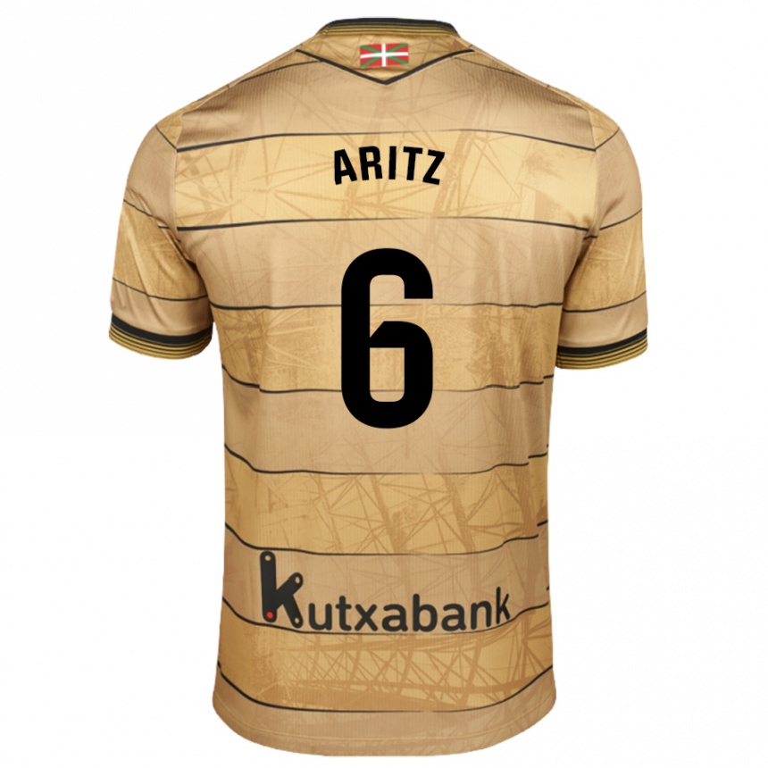 Kids Football Aritz Elustondo #6 Brown Away Jersey 2024/25 T-Shirt Canada