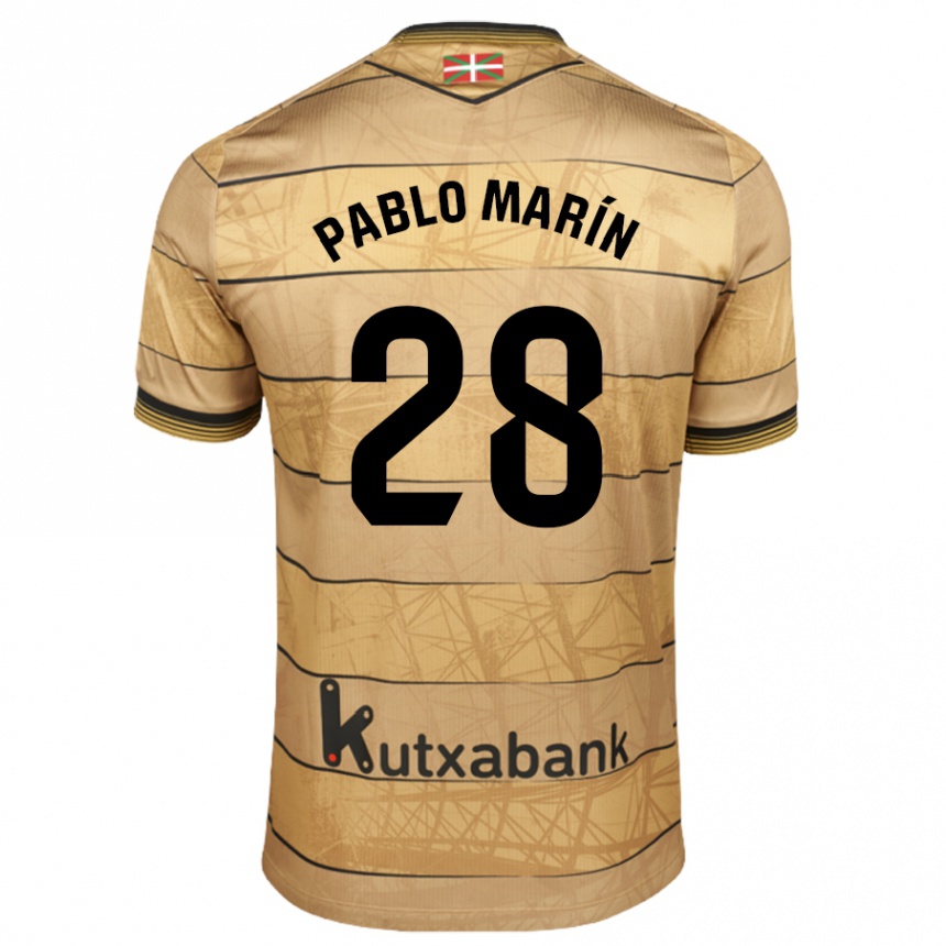 Kids Football Pablo Marín #28 Brown Away Jersey 2024/25 T-Shirt Canada