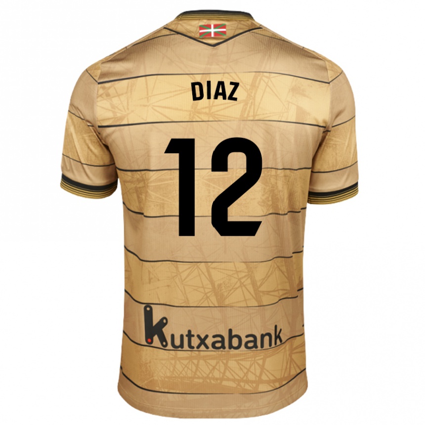 Enfant Football Maillot Ekain Díaz #12 Marron Tenues Extérieur 2024/25 Canada