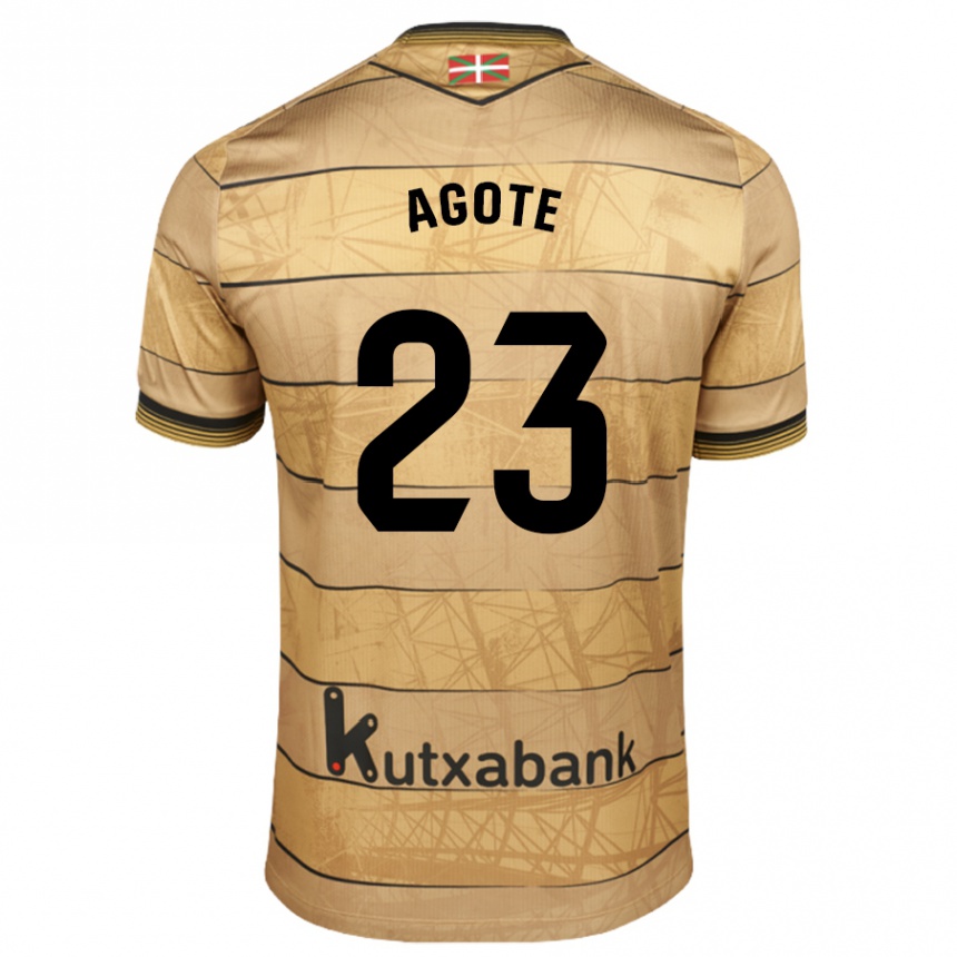 Kids Football Unax Agote #23 Brown Away Jersey 2024/25 T-Shirt Canada