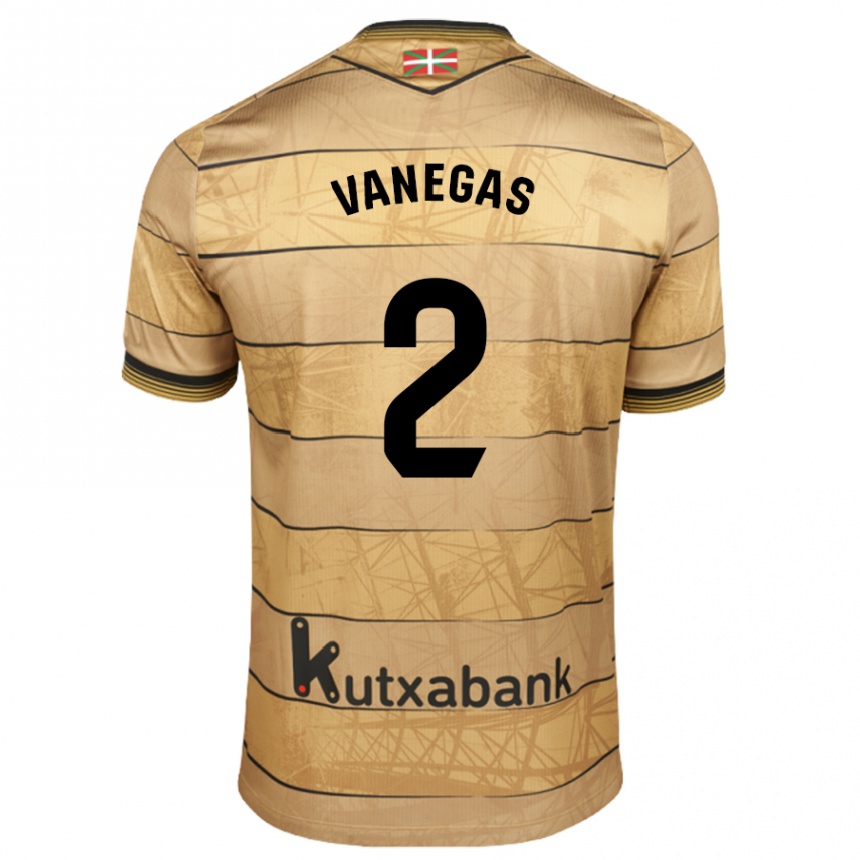 Kids Football Manuela Vanegas Cataño #2 Brown Away Jersey 2024/25 T-Shirt Canada