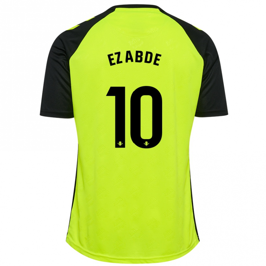 Kids Football Abde Ezzalzouli #10 Fluorescent Yellow Black Away Jersey 2024/25 T-Shirt Canada