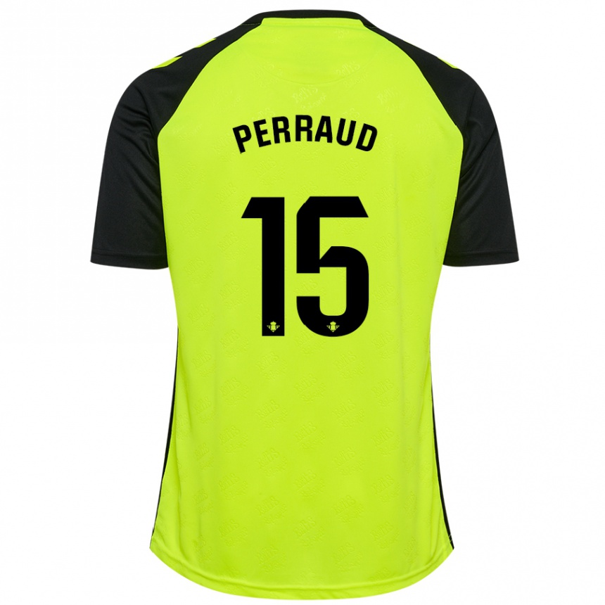 Kids Football Romain Perraud #15 Fluorescent Yellow Black Away Jersey 2024/25 T-Shirt Canada