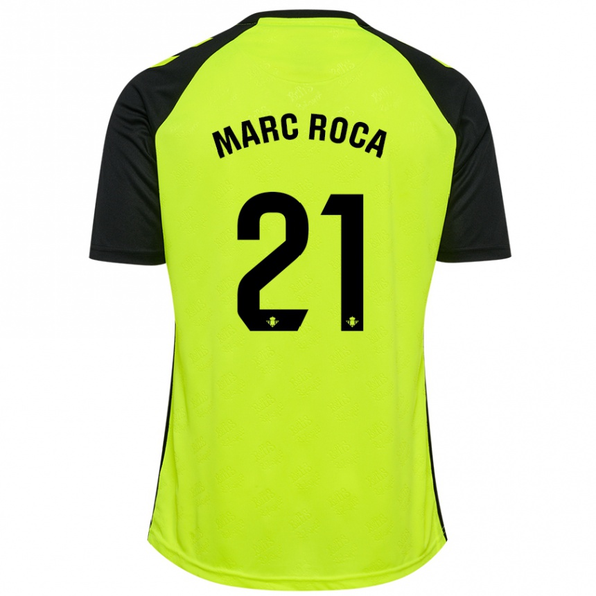 Kids Football Marc Roca #21 Fluorescent Yellow Black Away Jersey 2024/25 T-Shirt Canada