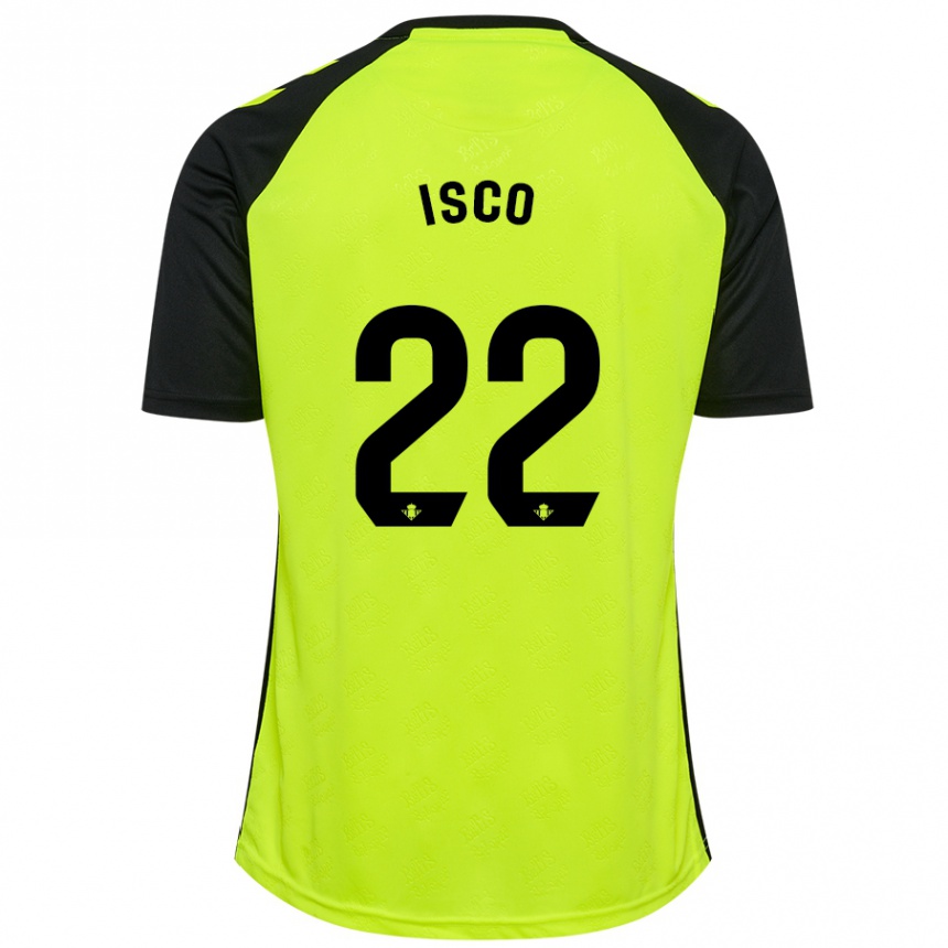 Kids Football Isco #22 Fluorescent Yellow Black Away Jersey 2024/25 T-Shirt Canada