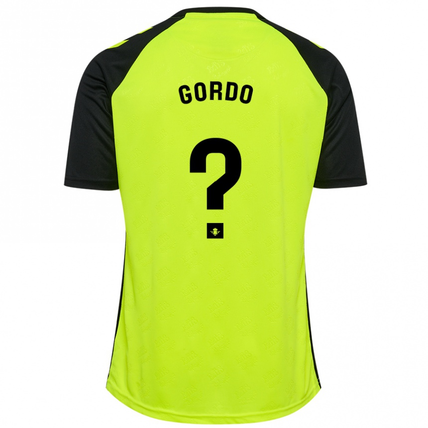 Kids Football Josan Gordo #0 Fluorescent Yellow Black Away Jersey 2024/25 T-Shirt Canada