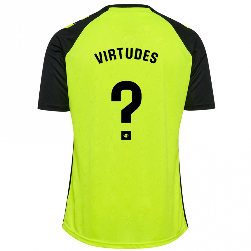 Kids Football Adrián Virtudes #0 Fluorescent Yellow Black Away Jersey 2024/25 T-Shirt Canada