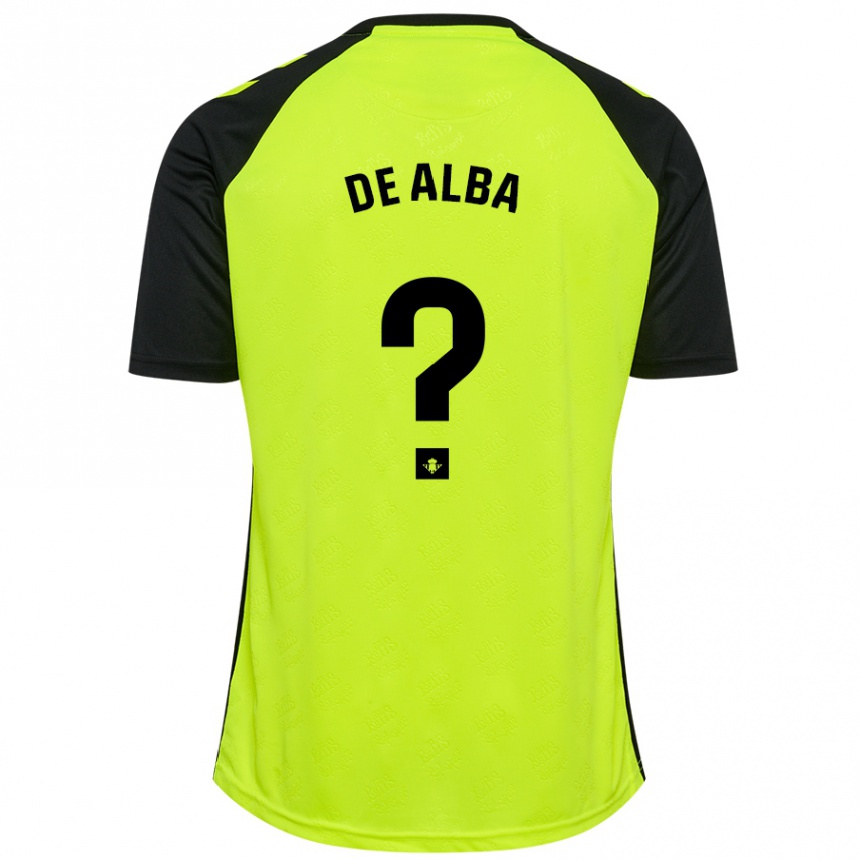 Kids Football Luismi De Alba #0 Fluorescent Yellow Black Away Jersey 2024/25 T-Shirt Canada