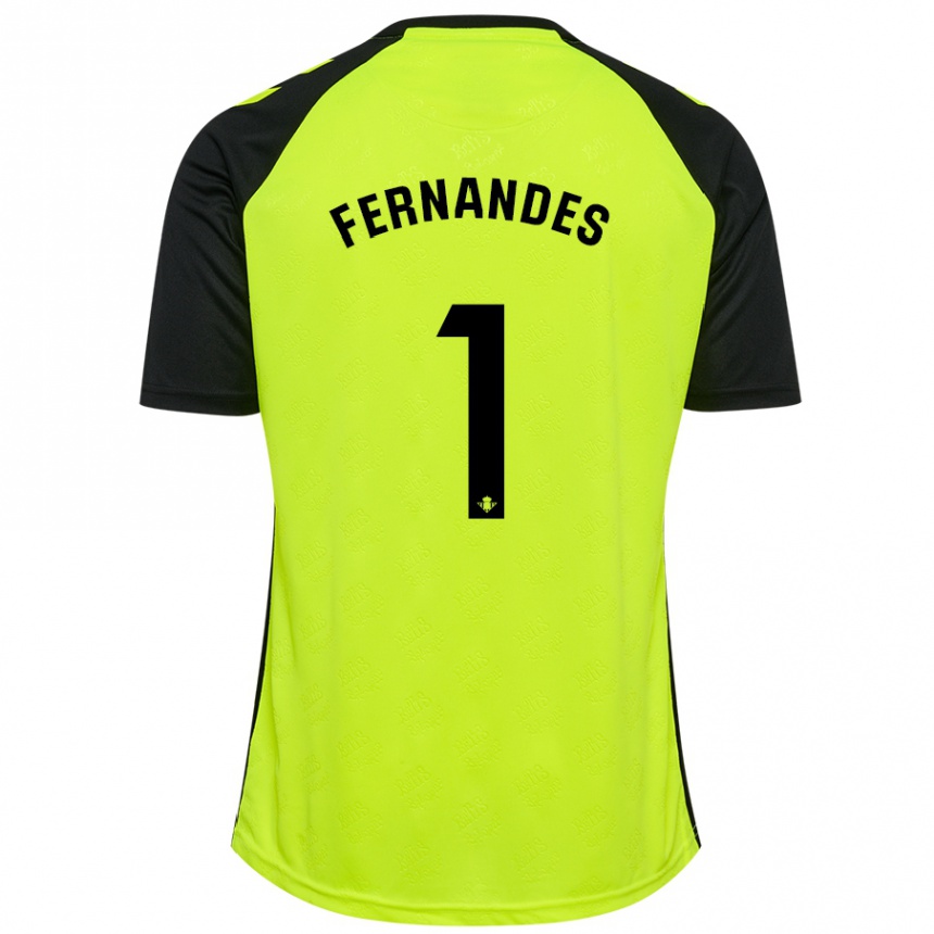 Kids Football Guilherme Fernandes #1 Fluorescent Yellow Black Away Jersey 2024/25 T-Shirt Canada