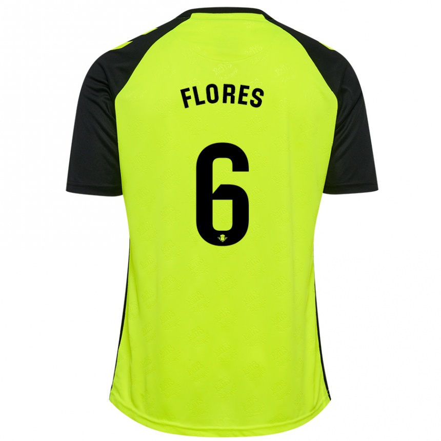 Kids Football Mateo Flores #6 Fluorescent Yellow Black Away Jersey 2024/25 T-Shirt Canada