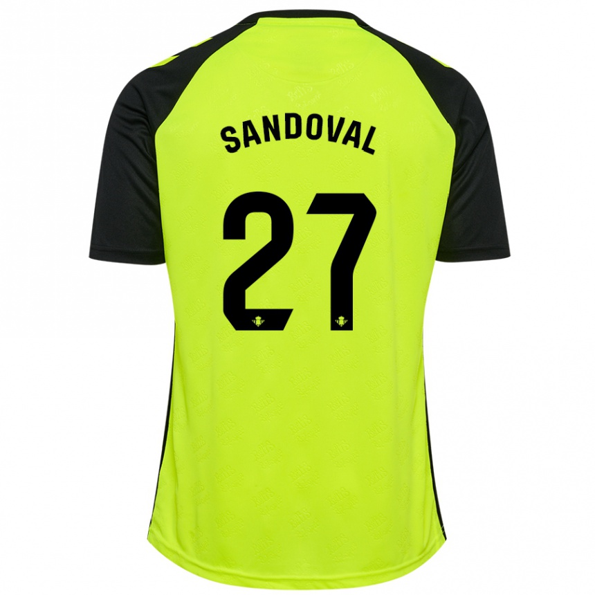 Kids Football Keimer Sandoval #27 Fluorescent Yellow Black Away Jersey 2024/25 T-Shirt Canada